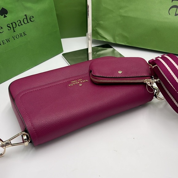 KATE SPADE Rosie Pebble Leather Small Flap Crossbody 
Dark Raspberry 
NWT - Picture 10 of 16